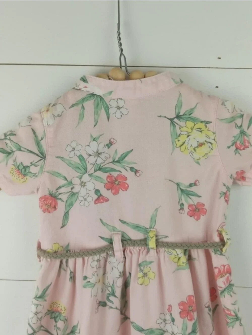 Carter’s girls size 9 mos light pink floral shirt dress with rope tie